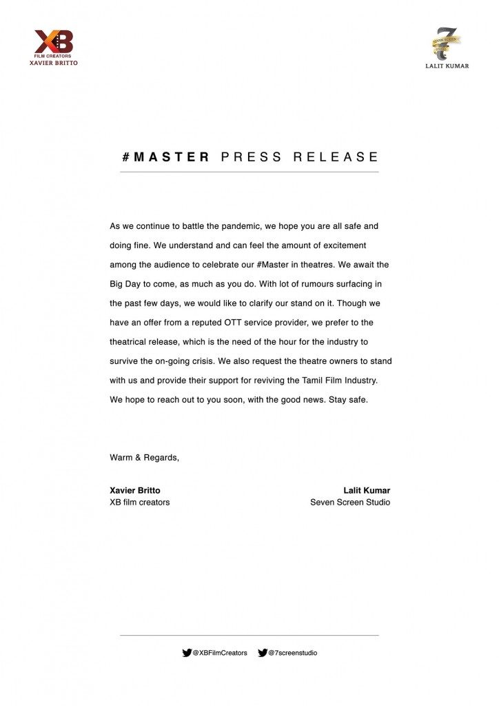 Master Press Release