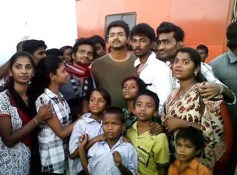 Vijay with fans