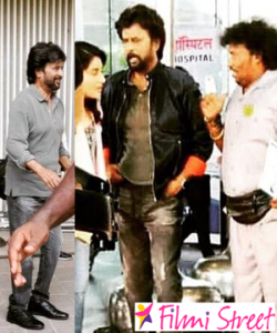 Yogi Babu with Rajinikanth Darbar shooting spot stills leaked